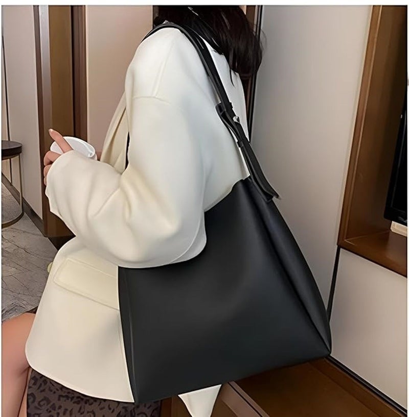 Osman Black PU Leather Tote Bag for Women - Image 3